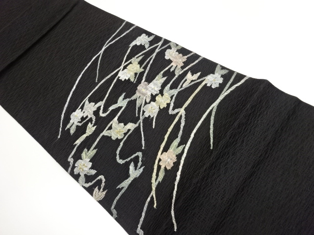 JAPANESE KIMONO / KIMONO FOR SUMMER: FLORAL / CURVED PATTERN WOVEN FUK